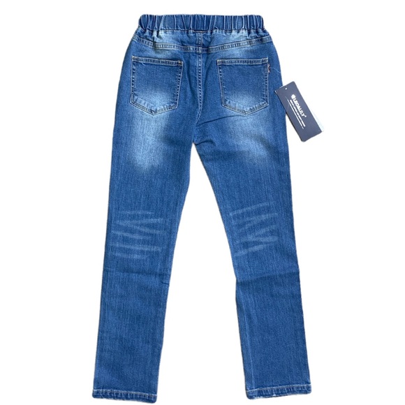 LEO & LILY Boys Youth 8 Light Blue Stretch Jeans Elastic Waist Drawstring - Picture 2 of 2
